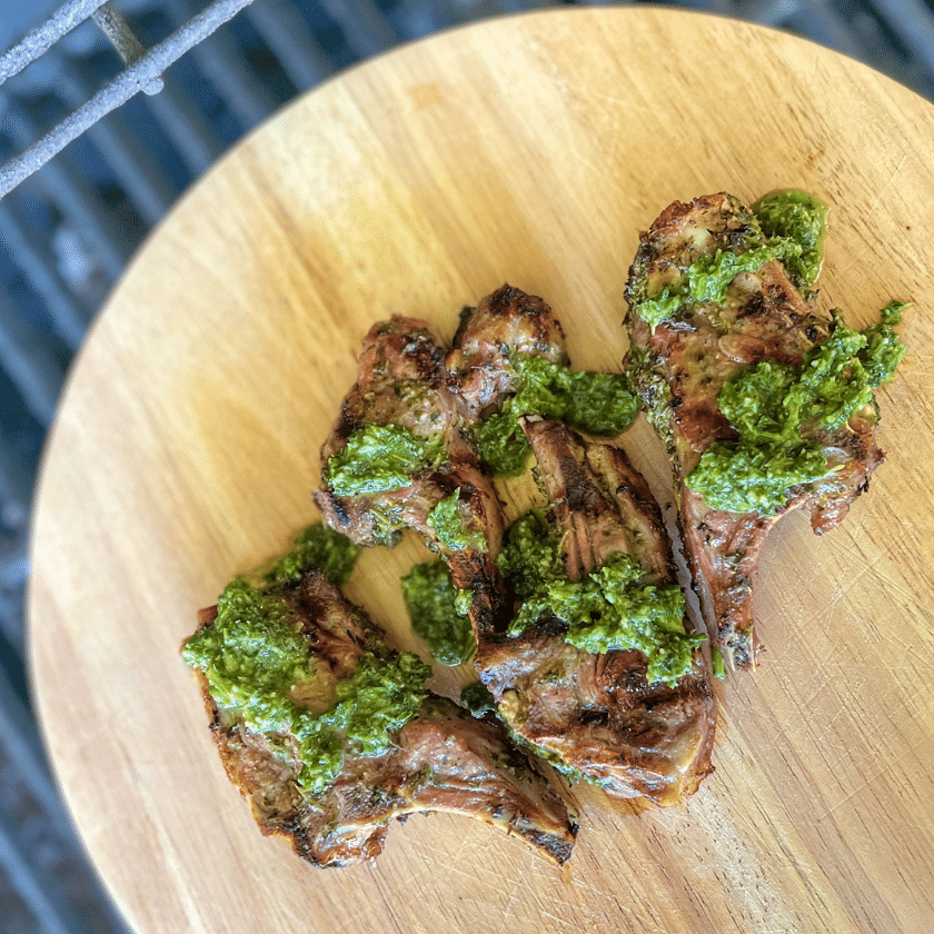 Grilled Chimichurri Marinated Goat Chops or Steaks